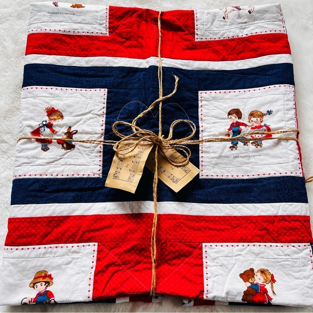 45”x62” Homemade Kids Cotton Quilt, Quilt Blanket.